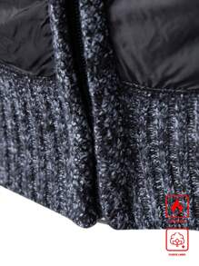 Manfinity Homme 男士纯色拉链休闲日常绗缝开衫，冬季黑色绗缝保暖内衬开衫，男士拼接开衫，秋季长袖上衣 - 深灰色 - 查看 5