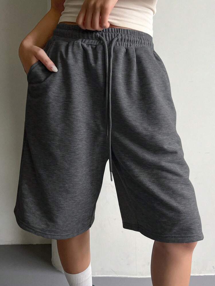 Women's Casual Versatile Elastic Drawstring Waist Loose Shorts Summer Sweater Shorts