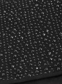 Hauture Allover Rhinestone High Waist Shorts - Black - View 5