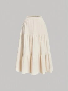 SHEIN MOD 2 件套大码女式杏色针织吊带背心和长款中裙套装