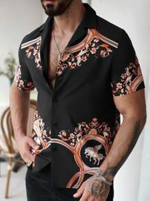 Manfinity Roughcore Men Retro Style Printed Short Sleeve Shirt - Multicolor - View 1