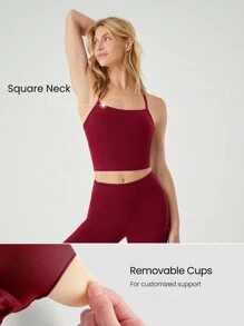 GLOWMODE FeatherFit™ T-Neck Racerback Tank Top Light Support Low Impact Yoga Studio