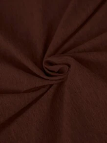 Calvaya Plus Size V-Neck Design Open Shoulder Graphic Print Long Sleeve Elegant And Minimalist Sweatshirt Graduation,Back To School Outfits,Graduation,Teacher Outfits For Women,Back To School - Brown - View 3