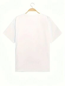 Round Neck Letter Print Women Short Sleeve T-Shirt - White - View 2