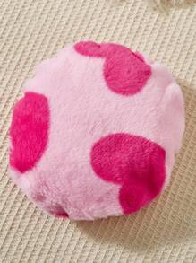 Tween Girl Heart Pattern Jacket With Black Belt And Furry Hat, Autumn/Winter - Multicolor - View 3