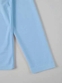 Manfinity Homme Men's Deer Antler Embroidery Half Zip Long Sleeve Polo Shirt, Autumn, For Fall - Blue - View 6