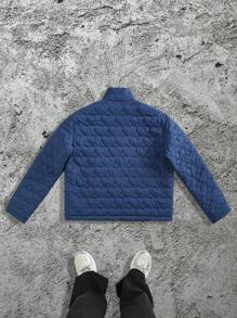 Manfinity VCAY 1 pieza Ropa de hombres Y2K Estilo casual divertido Oversize Estilo vintage de la calle alta Cuello alto de amor Camisa corta Abrigos de invierno para hombres Ropa de otoño Ropa de Halloween Pijamas de Halloween a juego con estilo Ins Ajuste limpio Cálido y grueso - Azul - Ver 2