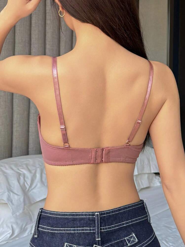 Mesh Contrast Lace Lightweight Padded Sexy Lingerie Bra