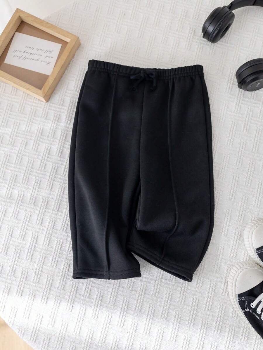 Baby Girl Autumn/Winter Casual Loose Gray Elastic Waist Pants - Black - View 1