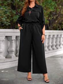 EMERY ROSE Bộ đồ liền thân tay dài màu đen cỡ lớn cho nữ mùa đông - màu đen - Xem 2