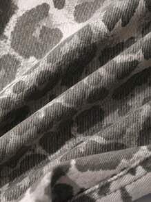 DAZY 女士豹纹前扣直筒牛仔裤，休闲款 - 淺灰色 - 查看 9