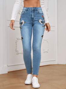 SHEIN LUNE Quần Jeans Skinny ... - Rửa trung bình - Xem 5