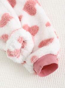 Cozy Pixies 2 件套女婴心形图案圆领长袖插肩运动衫和锥形裤套装 - 粉色 - 查看 3