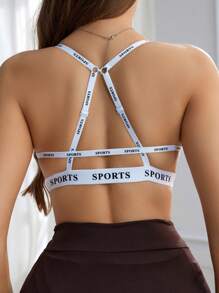 Women's Letter Strap Front Hook Closure Underwire Bra