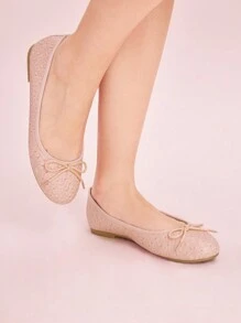 CUCCOO DOLLMOD Kvinnors rund tå bekväma plattor - Rosa - Visa 4