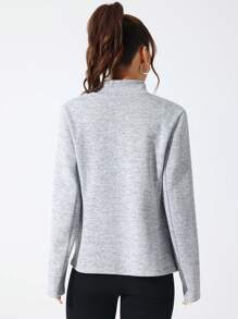 Easithlete 休闲舒适纯色立领运动夹克 - 淺灰色 - 查看 2