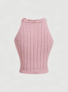 SHEIN MOD Pink Front Tie Twist Knit Sweater,Women Sweater Vest,Y2k,Thanksgiving Women Outfit,Fall Women Outfits,Cute Woolen Vests,Back-To-School Clothing,