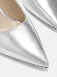 CUCCOO BIZCHIC Zapatos de tacón alto con puntera metálica y puntiaguda para mujer