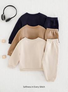 Cozy Pixies Set da 6 pezzi Body e pantaloni con stampa a lettere in maglia morbida per bambini maschi, completo invernale