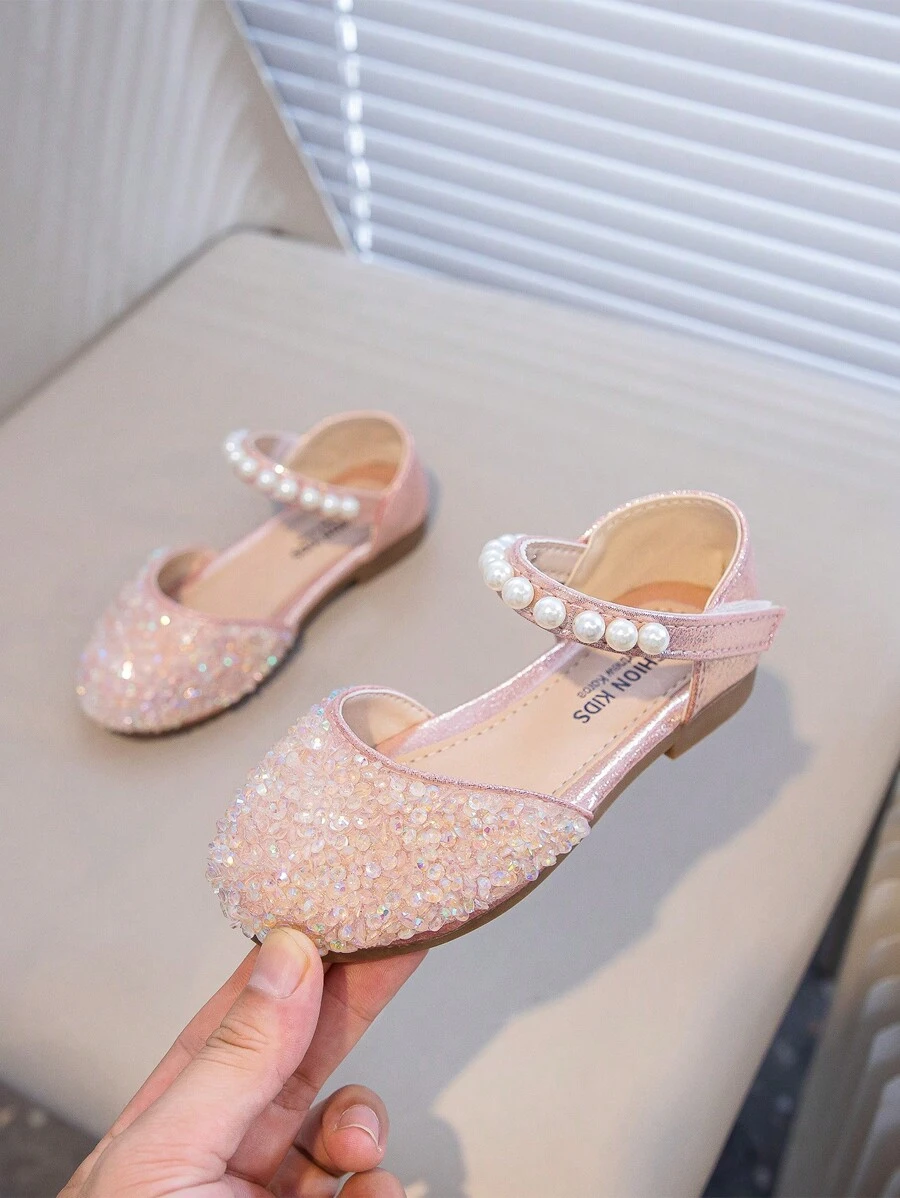 1 双粉色女婴平底鞋,公主款,适合幼儿,适合春秋季节 - 粉色 - 查看 1