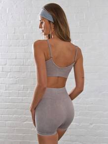 Musera Sport Top deportivo de tirantes finos acanalados, para pádel, tenis, pickleball, gimnasio y fitness - Albaricoque - Ver 5