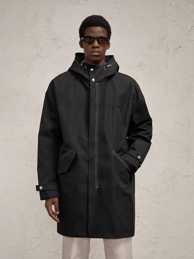 Men's Loose Fit Long Sleeve Casual Trench Coat, Suitable For Autumn, For Fall Winter