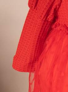 SHEIN 2pcs Newborn Baby Girls Halloween Costume, Braided Hat & Mesh Tulle Party Dress For Fall, 2024 Design, Stylish & Comfortable, For Christmas