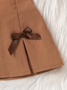 SHEIN Elladie kids 女婴蝴蝶结百褶裙，2024 年新款时尚优雅夏季款式