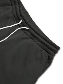 Aesthetic Post 男士休闲字母印花宽松抽绳连帽衫和运动裤套装，秋季 - 灰色 - 查看 5