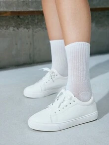 Beok Giày thể thao nữ màu trắng cổ điển thường ngày Halloween Giáng sinh Giày học sinh Giày trượt ván Giày thể thao thường ngày mùa thu đông - trắng - Xem 6