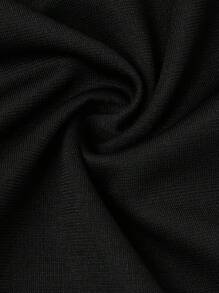 SHEIN LUNE 大码女式纯色拉链不对称下摆优雅长袖夹克 - 黑色 - 查看 6