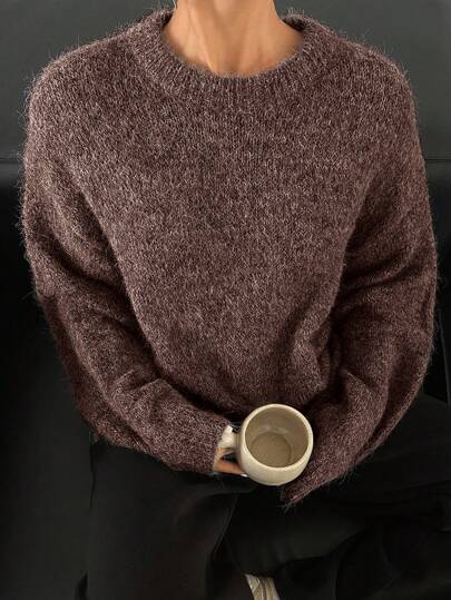 DAZY Lös passform med rund halsringning och långärmad tröja för kvinnor, långärmade toppar, höstkläder för kvinnor