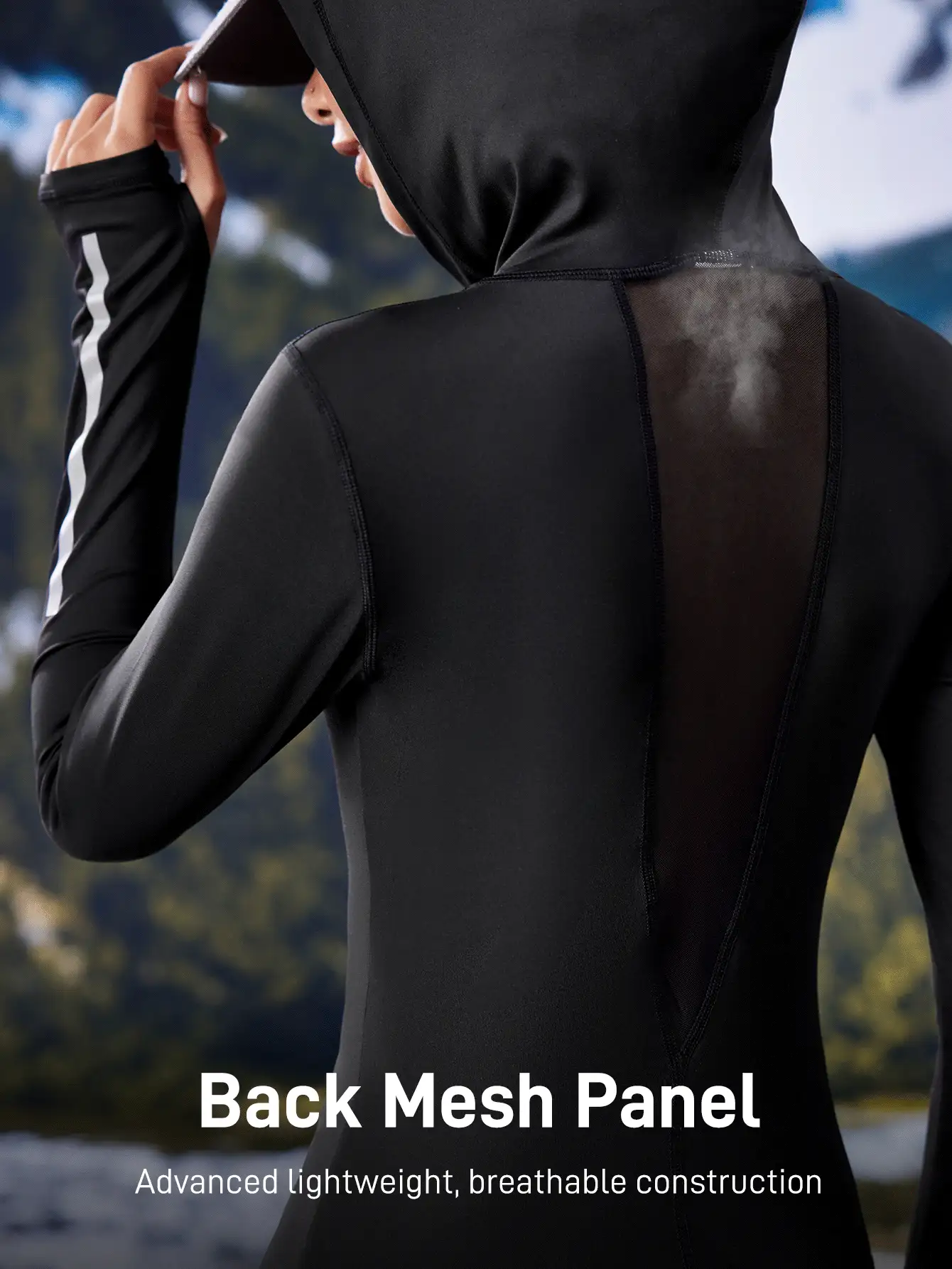 In My Nature 女士户外/休闲透气网眼后片套头运动衫 - 黑色 - 查看 2