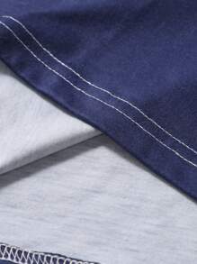 Manfinity Homme Men's Fashionable Minimalist Contrast Color Round Neck Short Sleeve T-Shirt