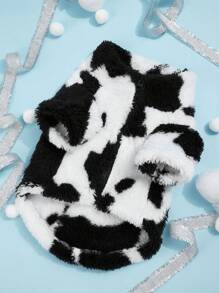 PETSIN 1 pièce Sweat-shirt mignon pour animaux de compagnie, motif vache, épais et chaud pour l'automne/l'hiver