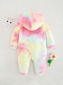 SHEIN Bộ đồ liền thân dài tay nhiều màu sắc ấm áp dễ thương cho bé gái sơ sinh, mùa thu/đông - Nhiều màu - Xem 2