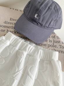 SHEIN Explorewe Young Girl Letter Patched Detail Sweatshirt & Sweatpants - White - View 3