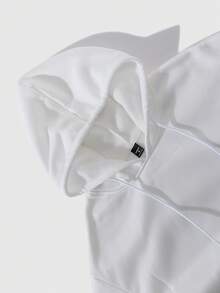 Manfinity EMRG Áo nỉ trùm đầu in chữ và hình cỡ lớn cho nam, mùa thu - trắng - Xem 4