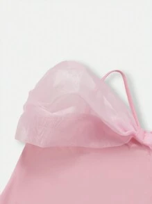 Váy dài tay bó sát họa tiết hoa cổ chữ V viền bèo nhún thanh lịch dành cho bé gái tuổi teen - Hồng - Xem 3