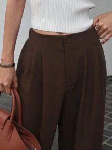 DAZY Solid Color Loose Straight Leg Pants With Elastic Waistband For Women,Women Dress Pants Fall