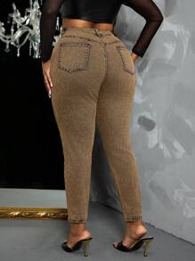 SHEIN SXY Plus Size Stretchy Denim Black Skinny Jeggings - Ginger - View 2