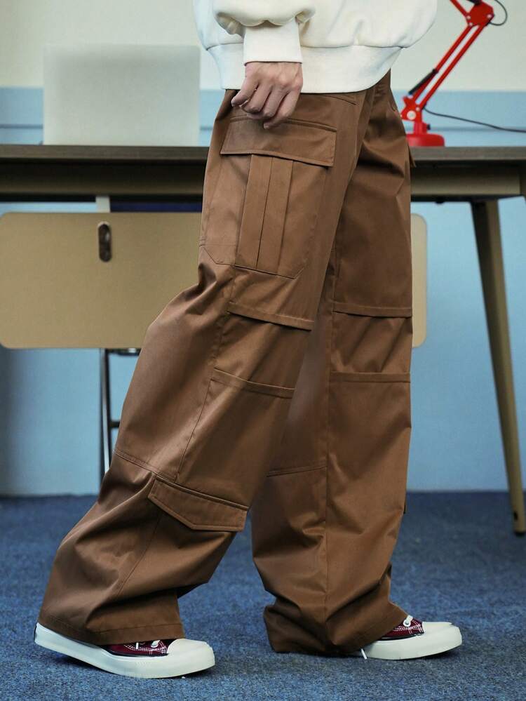 Men's Plain Multi-Pocket Casual Pants, Minimalist Everyday Wear Fall,Winter Men Joggers