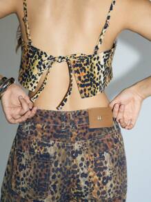 AiiRZ 动物印花宽松阔腿牛仔裤 - 黃色 - 查看 4