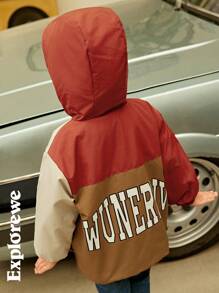 SHEIN Parka avec poches blocs de couleurs et patchwork, doublée thermique, pour jeune fille, pour l'hiver