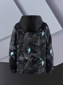 Manfinity Homme Men's Casual Printed Patchwork Hooded Jacket - Multicolor - View 2