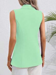 SHEIN Clasi Minimalist & Fashionable Button-Front Blazer, Suitable For Business Wear - Mint Green - View 3