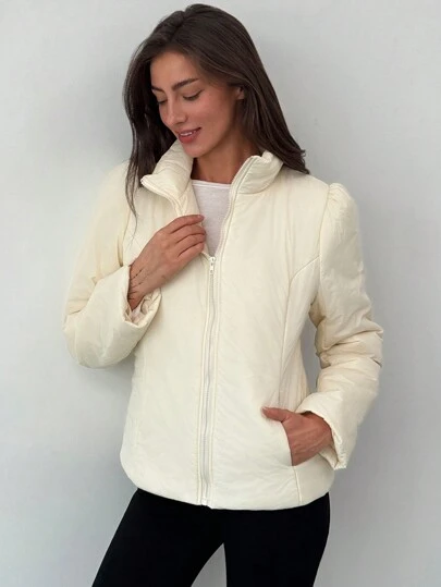 Aloruh 可爱浪漫蝴蝶结装饰立领长袖保暖防风女士棉服外套