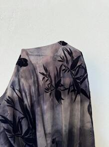 SHEIN Clasi 2 bộ trang phục dự tiệc đuôi cá bó sát họa tiết hoa nhung cổ điển thanh lịch - màu đen - Xem 7