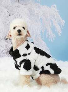 PETSIN 1 pièce Sweat-shirt mignon pour animaux de compagnie, motif vache, épais et chaud pour l'automne/l'hiver