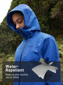 In My Nature Women's Solid Color Zipper Front Hooded Outdoor Softshell Jacket - Navy Blue - View 3